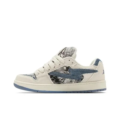 WJA Warm Slip Resistant Cushioning Wear Resistant Lightweight Low Top Skateboard Shoes Unisex Denim Blue