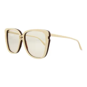 GUCCI Irregular Shape Sunglasses Women's Yellow