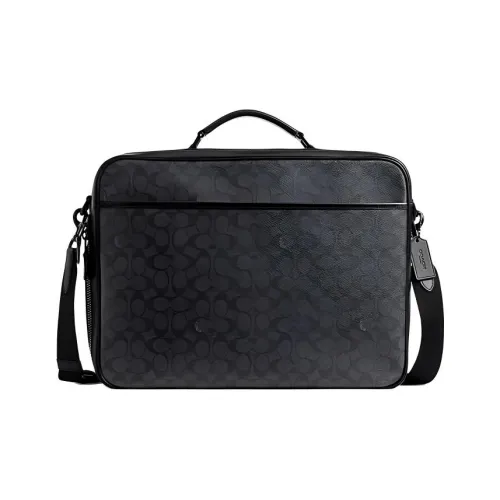 COACH Charter Canvas With Leather Briefcase Handbag Shoulder Bag Crossbody Bag Large Size Men's Black