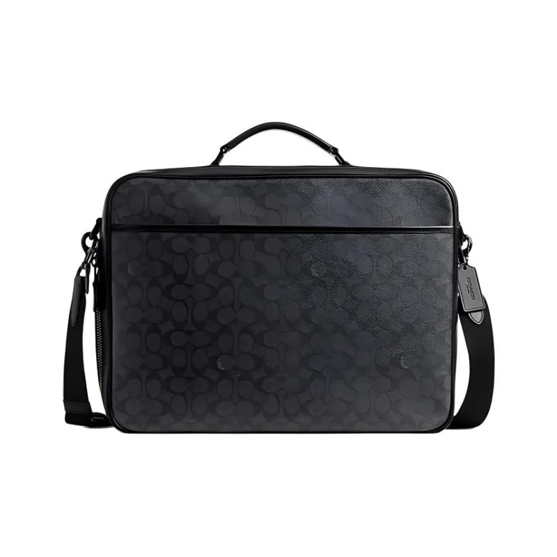 COACH Charter Canvas With Leather Briefcase, Handbag, Shoulder Bag, Crossbody Bag Tubas Men's Black-0
