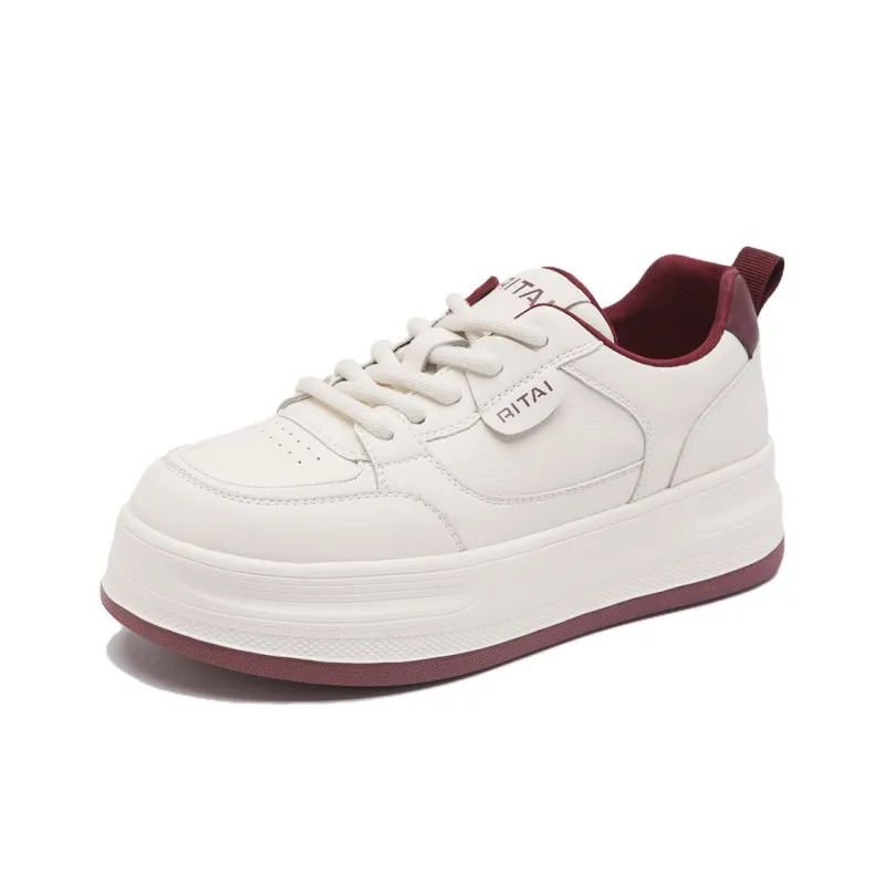 Ritai Skateboard Shoes Women's Low Top Beige-1