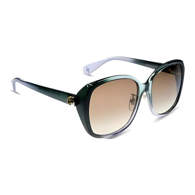 GUCCI Acetate Irregular Shape Sunglasses Women's Green-2