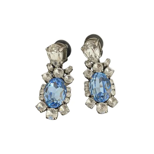 MIU MIU Alloy Gold-Plated Silver-Plated Diamond Gemstone Earrings Women's Multicolor
