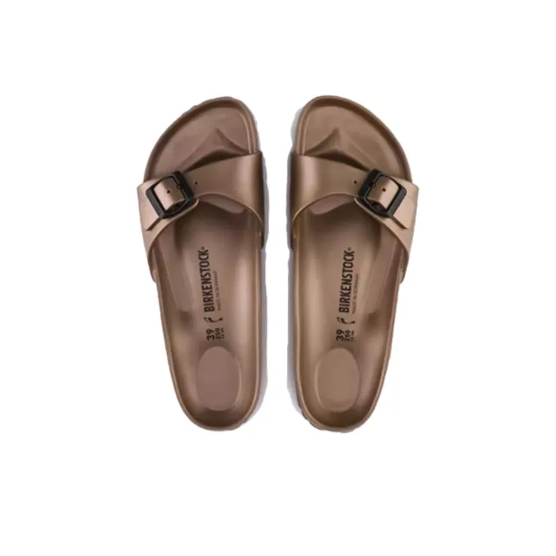 Birkenstock Madrid Slip-Resistant Slide Slippers Unisex Brown Narrow Fit-4