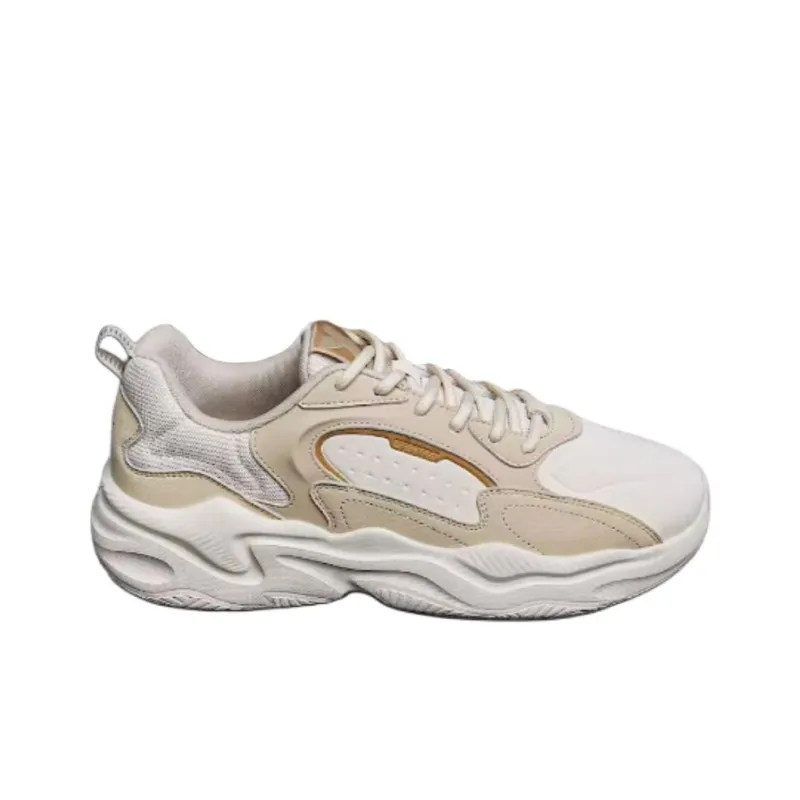 XTEP Cushioning Wear-Resistant Low-Top Chunky Sneakers Men's White Earth Yellow-1