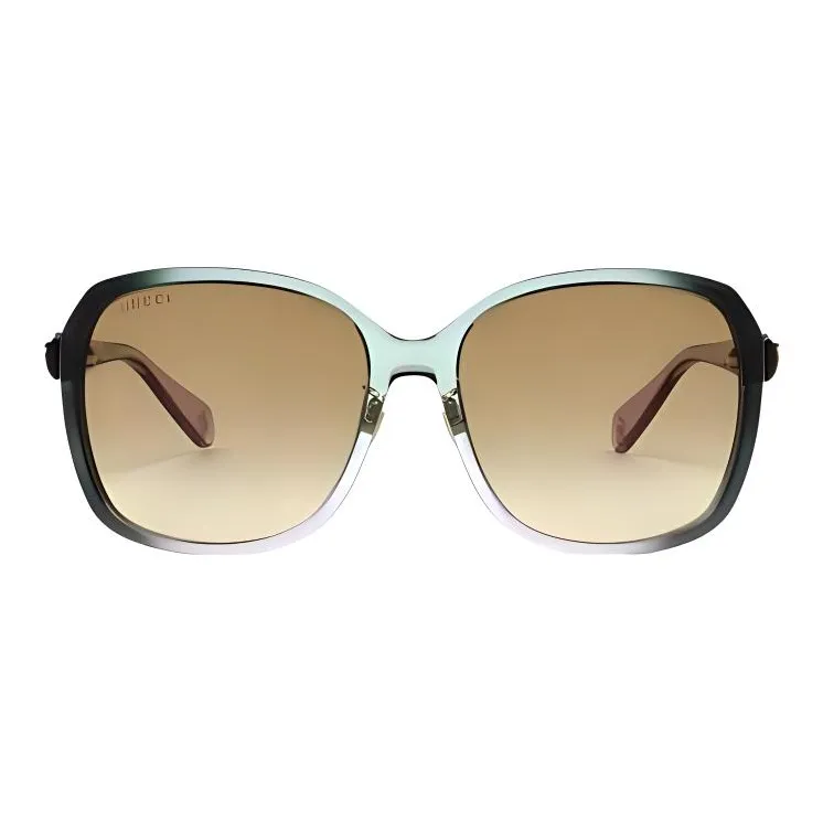 GUCCI Acetate Irregular Shape Sunglasses Women's Green-1