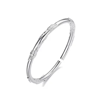 Old Fu Gold S999 Fine Silver Bangles Women's Gift Box Set, Good Luck