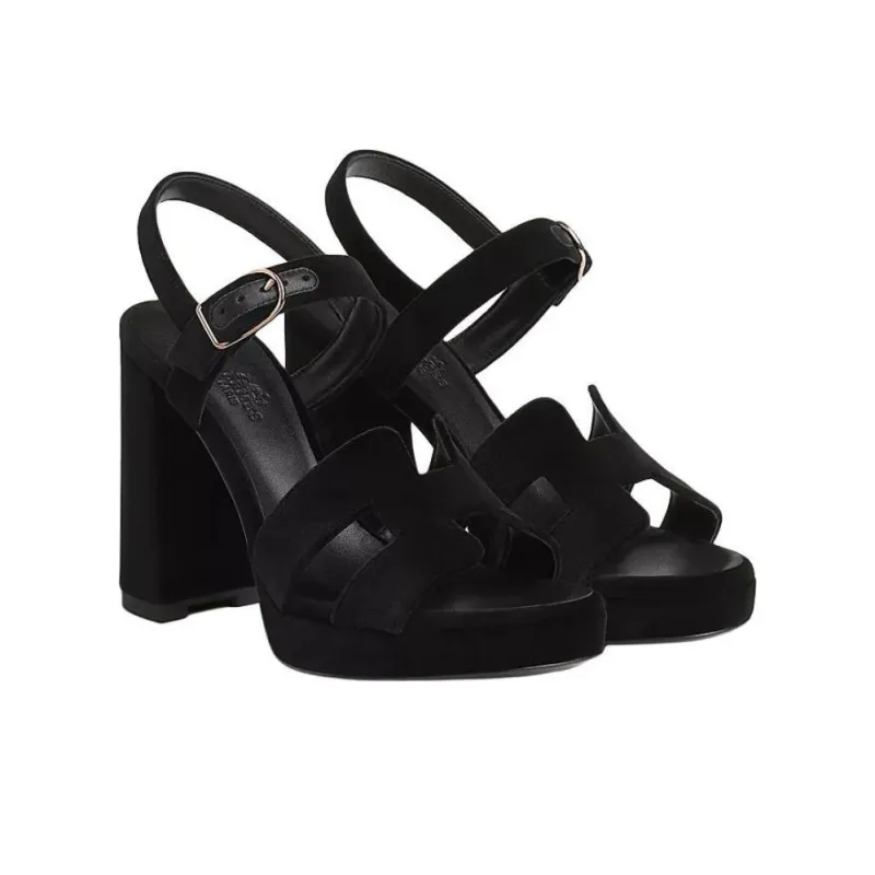 HERMES Jazz Strap Sandals 10.4cm Women's Black-1