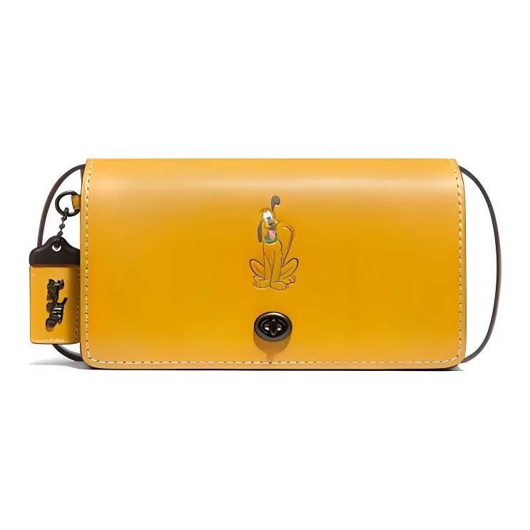 COACH Disney Dinky Leather Shoulder Bag Crossbody Bag Small Size Women's Bright Yellow-0