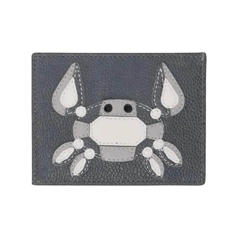 THOM BROWNE· Leather Card Holder Men's Gray-1