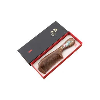 XIBI Black Gold Sandalwood Painted With Gold Comb Smooth Scalp