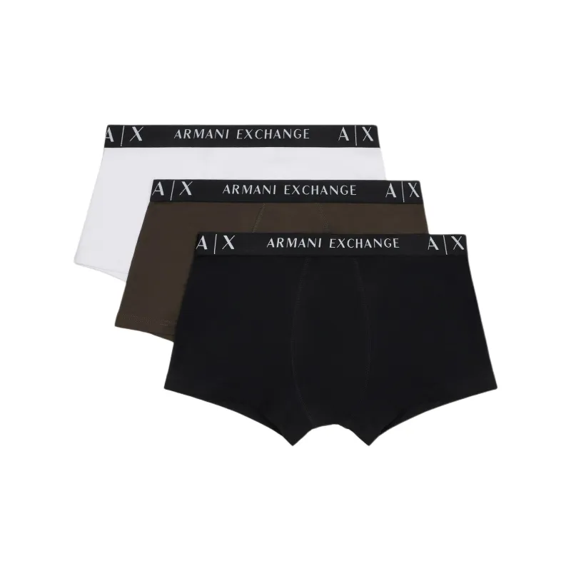 ARMANI EXCHANGEAE FW24 Boxer Shorts Men's 3 Pack White Olive Brown/Black-0