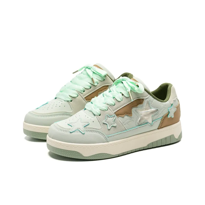 T628 Stars Puffy Shoes Slip Resistant, Abrasion Resistant, Lightweight Low Top Skateboard Shoes Unisex Box-27