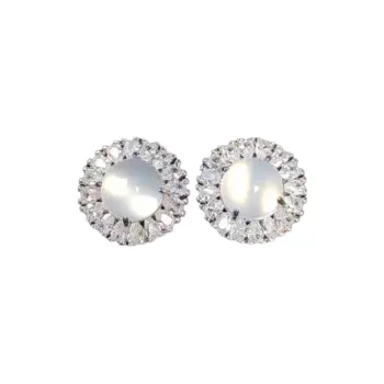 JUNWEN Chalcedony Stud Earrings Women's
