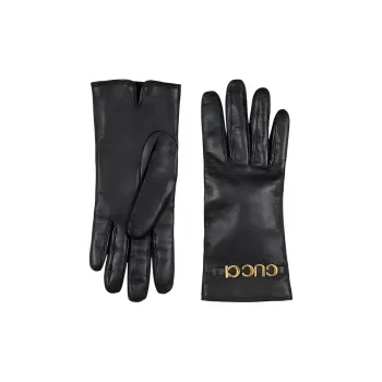 GUCCI Leather Gloves Women's Black