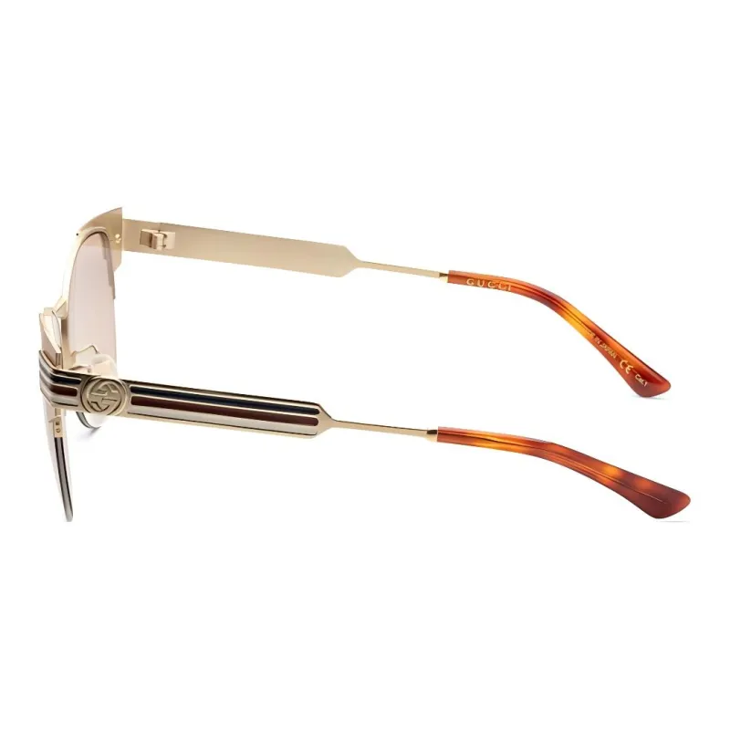 GUCCI Plastic Metal Oval Sunglasses Women's Gold-1