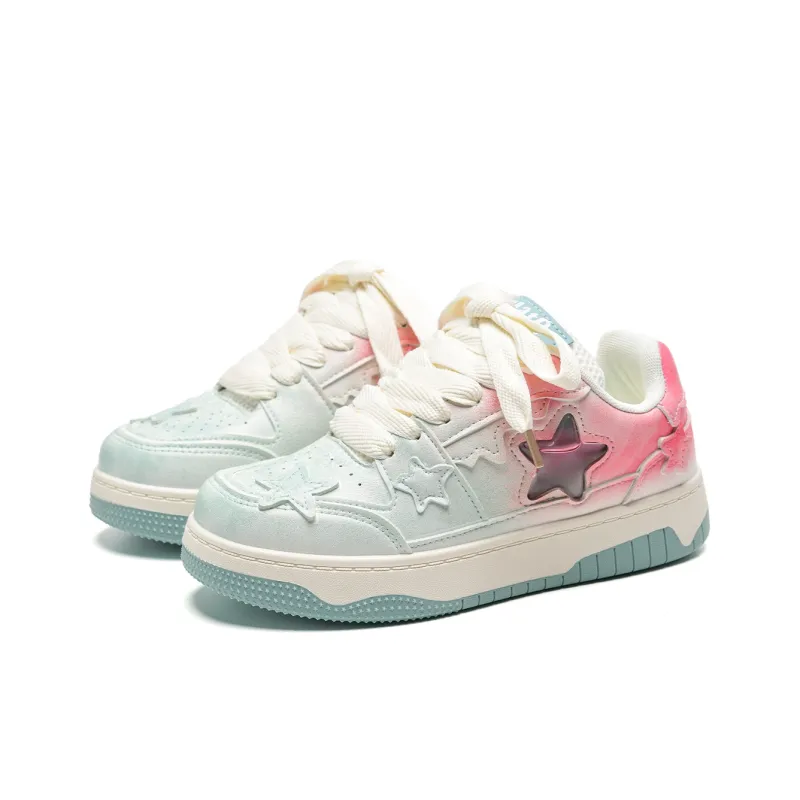 T628 Stars Puffy Shoes Slip Resistant, Abrasion Resistant, Lightweight Low Top Skateboard Shoes Unisex Box-34