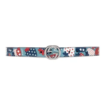 GUCCI Artificial Leather Belt Kids' Blue Width  2cm