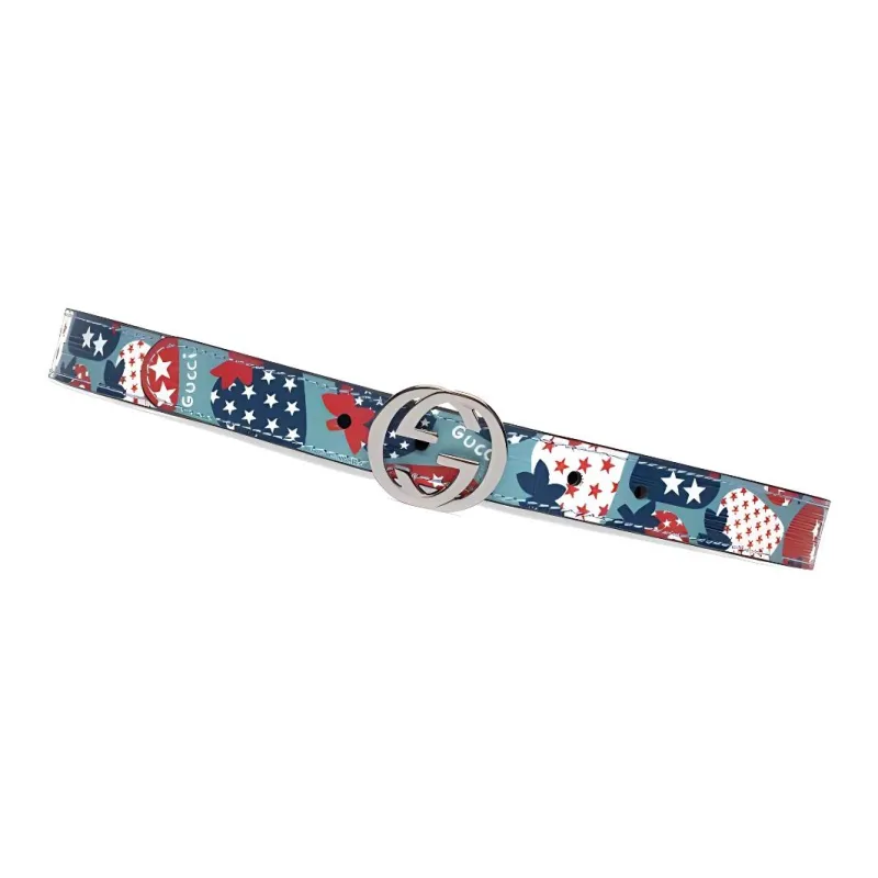 GUCCI Artificial Leather Belt Kids' Blue Width  2cm-2