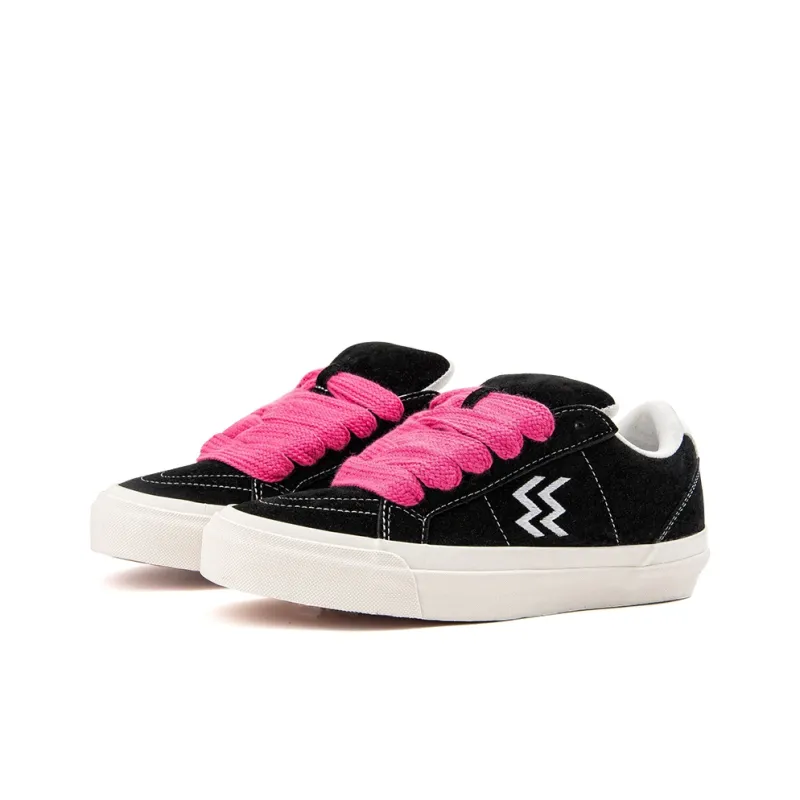 WANSWER Coverage Warm And Wear Resistant Low Top Skateboard Shoes Unisex Black Pink-2