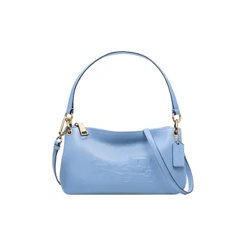 COACH Pebbled Leather Crossbody Bag, Shoulder Bag Large Size Women's Denim Blue
