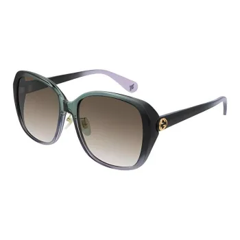 GUCCI Acetate Irregular Shape Sunglasses Women's Green