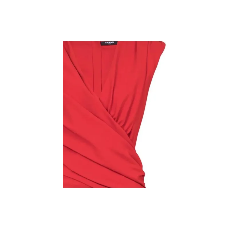 BALMAIN Sleeveless Dresses Women's Red-5