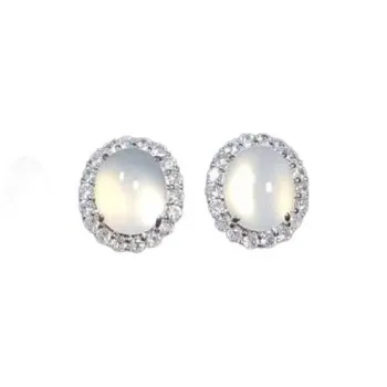 JUNWEN Chalcedony Stud Earrings Women's