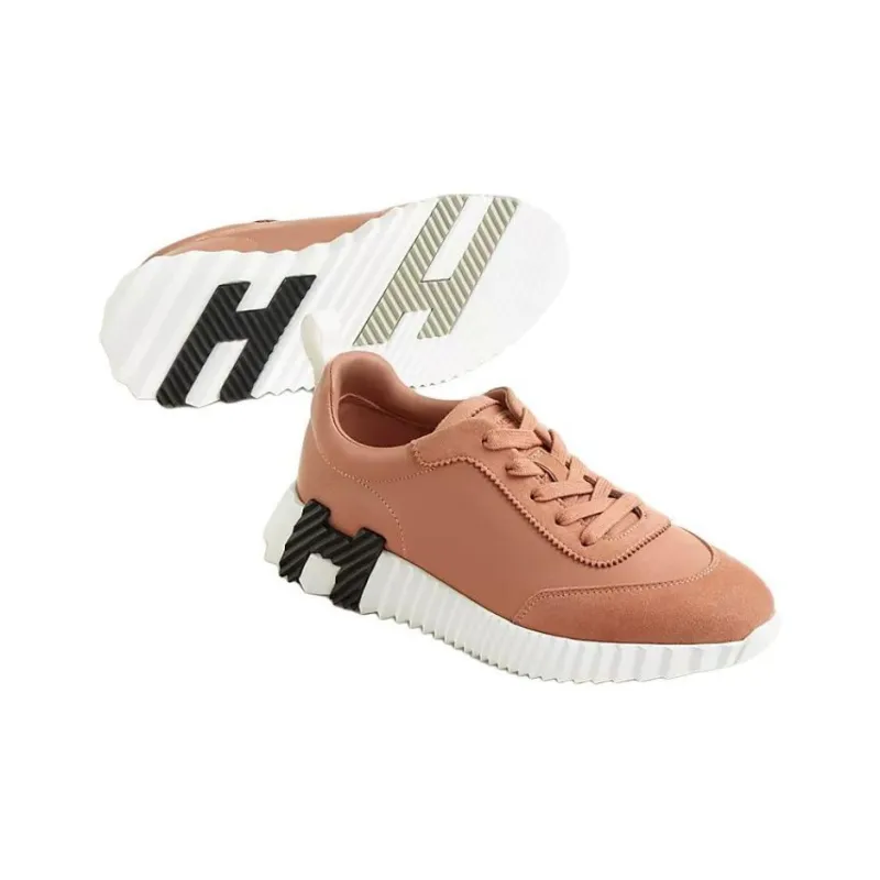 HERMES Bouncing Low Top Casual Shoes 4cm Women's Pink-3