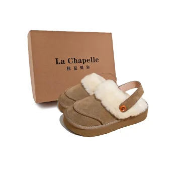La Chapelle EVA Fuzzy Quiet Slip Resistant Closed Toe Cotton Slippers Women's