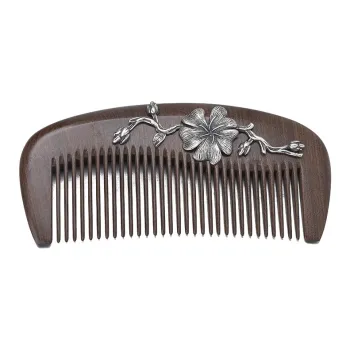 XIBI Home Use Anti-Static Portable Floral Sandalwood Comb Smooth Hair Massage Head