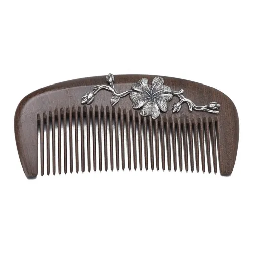 XIBI Home Use Anti-Static Portable Floral Sandalwood Comb Smooth Hair Massage Head