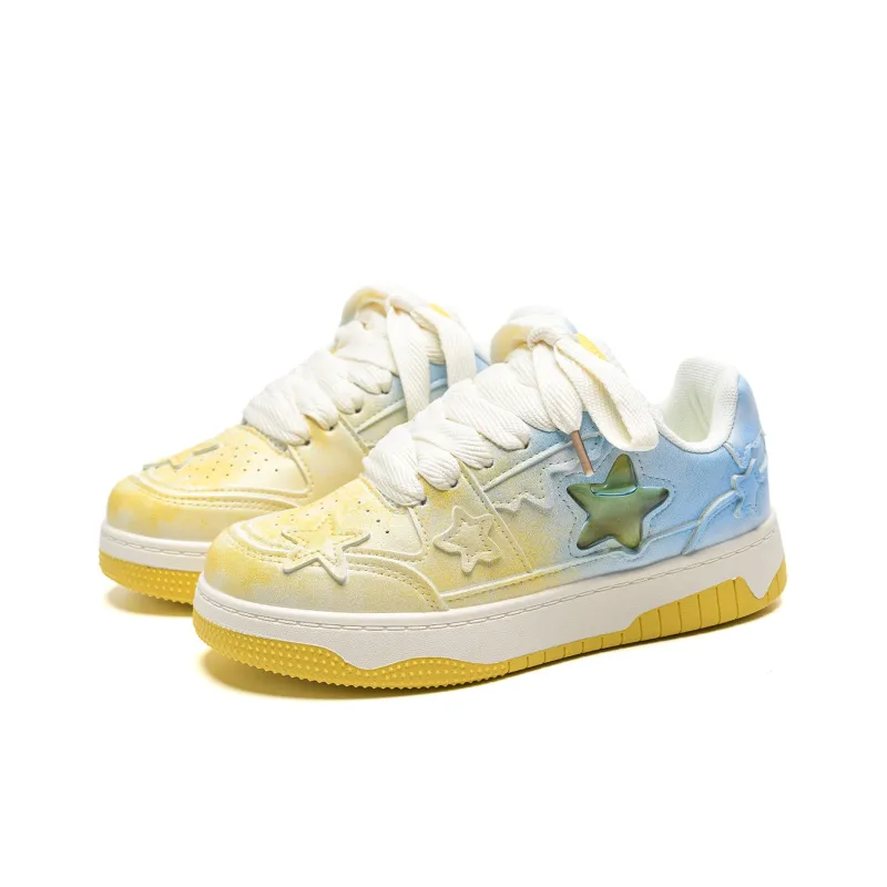 T628 Stars Puffy Shoes Slip Resistant, Abrasion Resistant, Lightweight Low Top Skateboard Shoes Unisex Box-14
