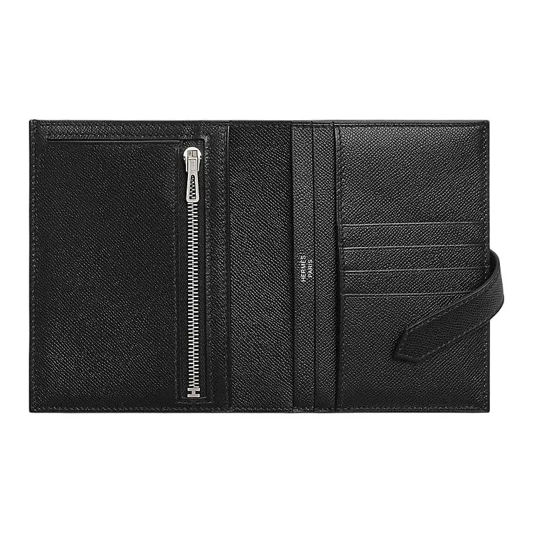 HERMES Madame Calfskin Wallet Women's 89 Noir Black-1
