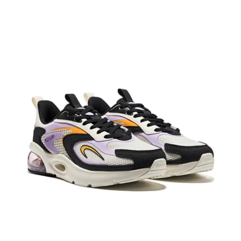 Erke Cushioning Anti Slip And Wear Resistant Low Top Running Shoes Women's White Black Purple-2