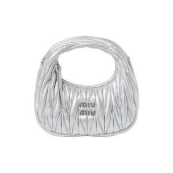 MIU MIU Nappa Leather Handbag Mini Women's Silver