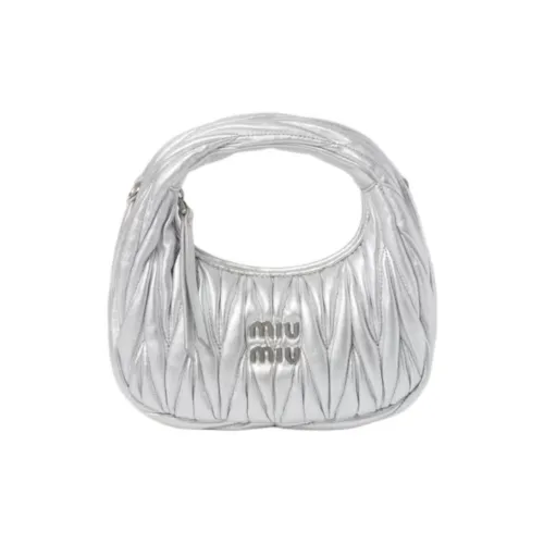 MIU MIU Nappa Leather Handbag Mini Women's Silver