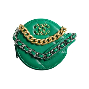 CHANEL 19Bag Lambskin Round Bag Evening Party Bag Handheld Shoulder Bag Crossbody Bag Women's Green