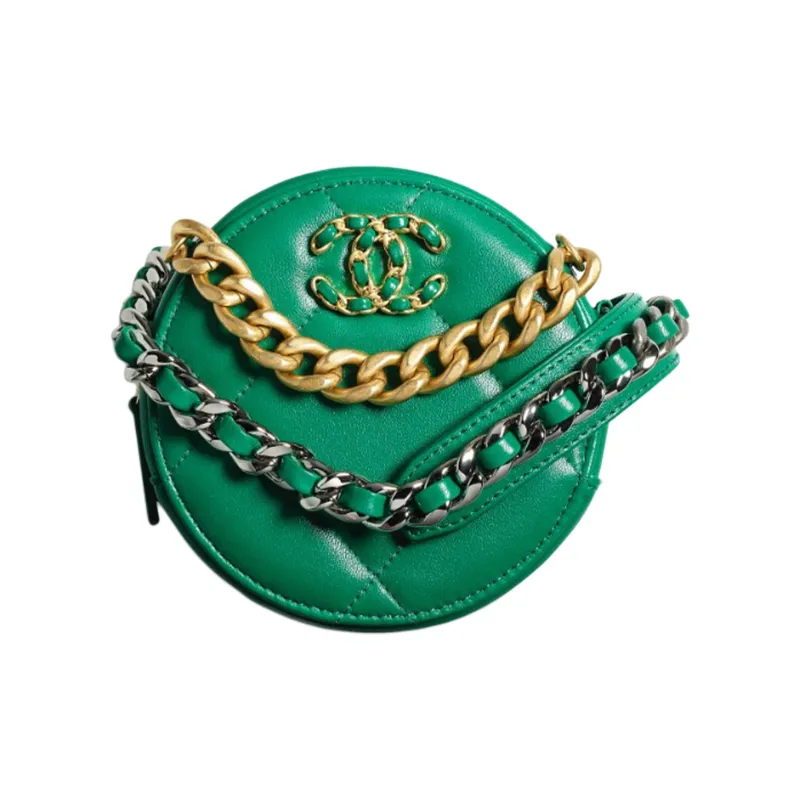 CHANEL 19Bag Lambskin Round Bag Evening Party Bag Handheld Shoulder Bag Crossbody Bag Women's Green-0