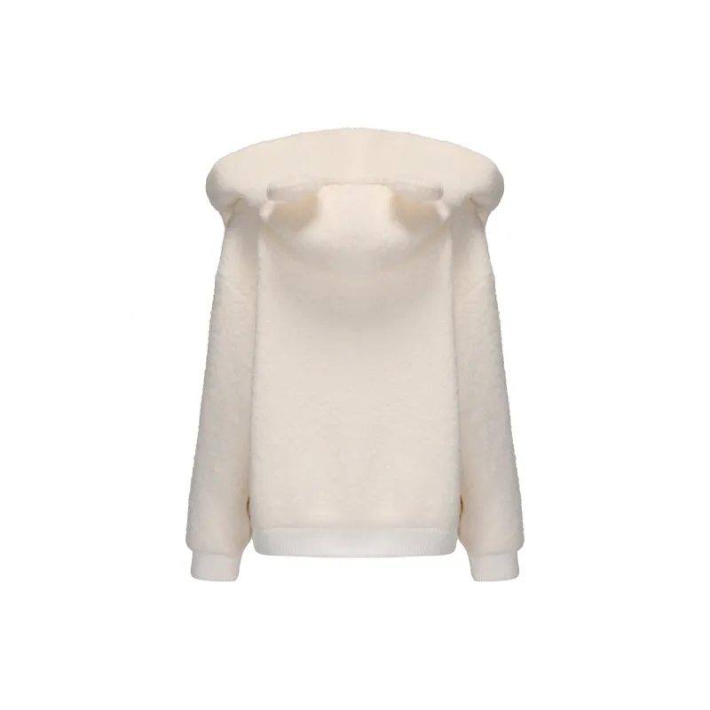 CHIWAWAMEME Velvet feel Coat Women's Creamy Apricot-1