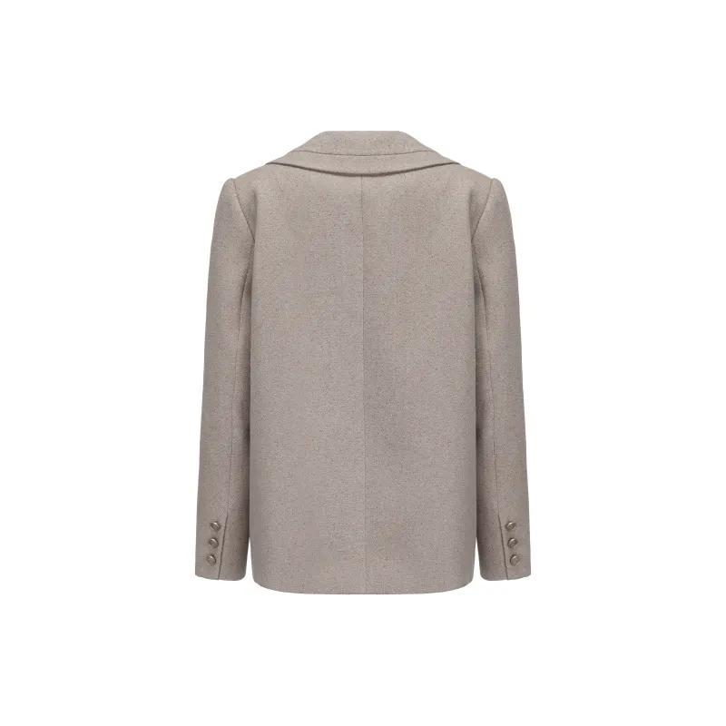 CHIWAWAMEME Cropped Coats Women's Milk Tea Beige-1