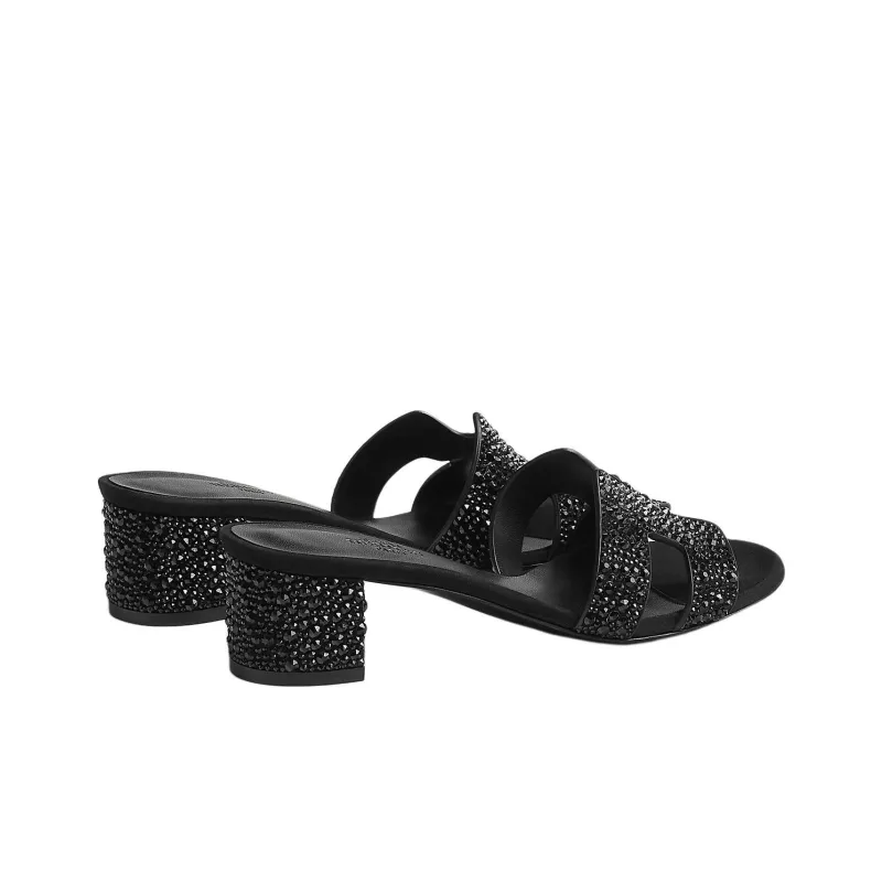 HERMES Oasis Slide Slippers 5cm Women's Black-3