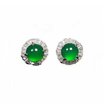 JUNWEN Chalcedony Stud Earrings Women's