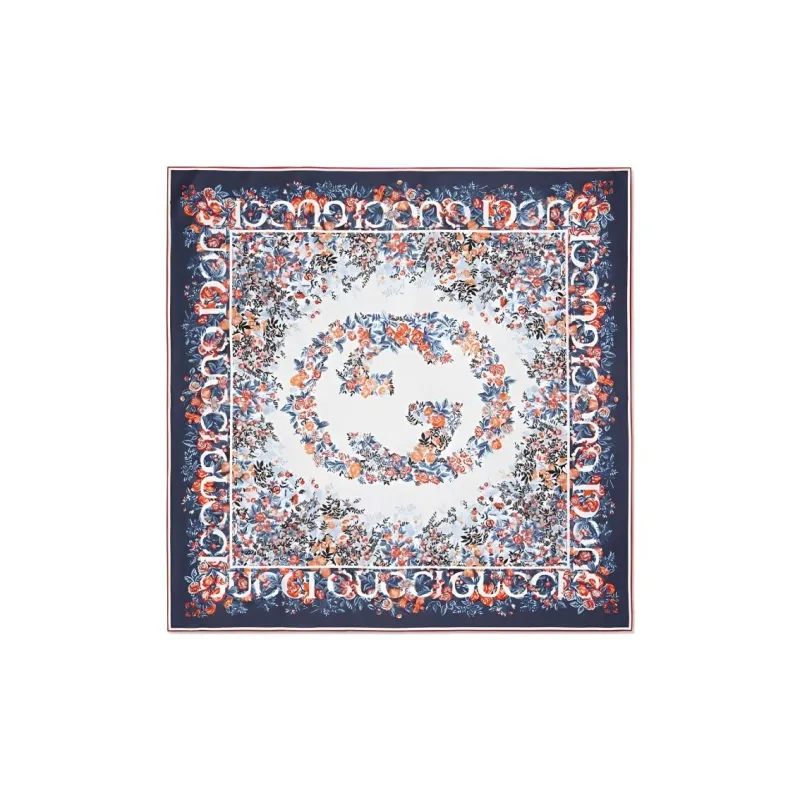 GUCCI Silk Scarves Women's Blue-0