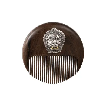 XIBI Auspicious Beast Round Sandalwood Traditional Chinese Style Wooden Head Comb Smooth Hair Massage Head