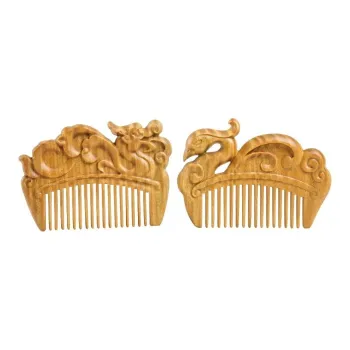 Zhou Guangsheng Natural Green Sandalwood Brogues Wooden Comb Hairdressing Tools Complaisant