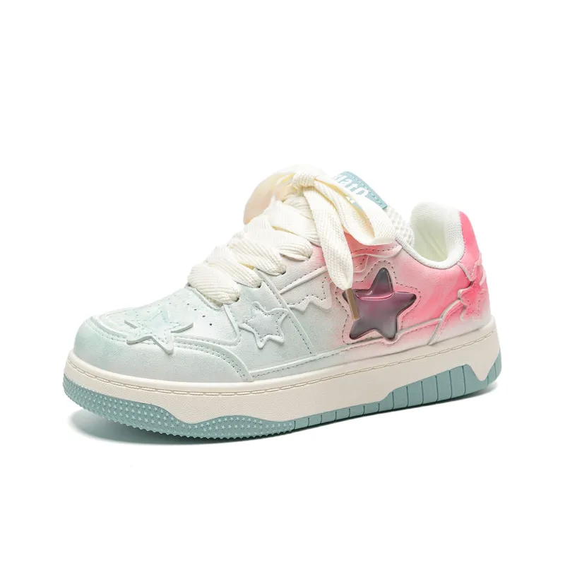 T628 Stars Puffy Shoes Slip Resistant, Abrasion Resistant, Lightweight Low Top Skateboard Shoes Unisex Box-32
