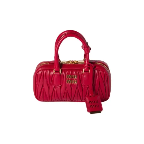 MIU MIU Leather Shoulder Bag Crossbody Bag Handbag Mini Women's Red