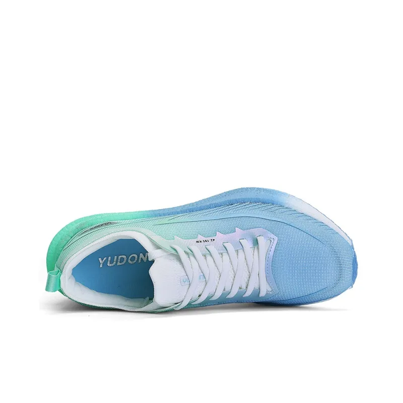 YUDONG Running Shoes Men Low Top Green Cyan-5