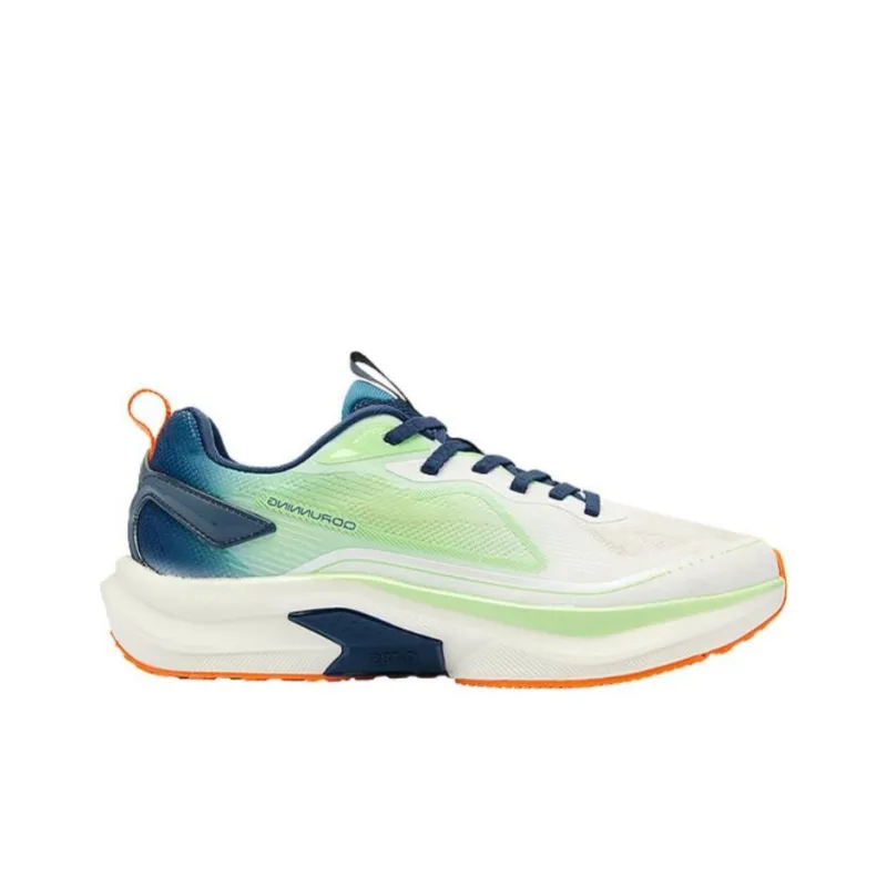 QIAODAN Anti Slip Wear Resistant Low Top Casual Running Shoes Men's White Green Blue-1